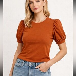 PAIGE Rust Puff Sleeve Tee